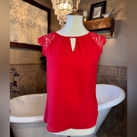 Express Tops - Express size small red lace sleeve blouse
